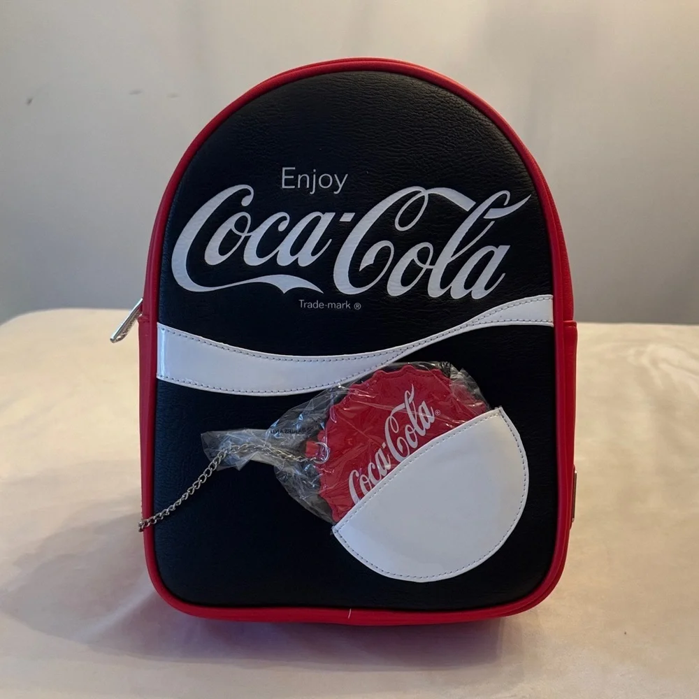 Brand new! Loungefly Coca-Cola Black and Red Mini Backpack with Coin Purse - Picture 1 of 10